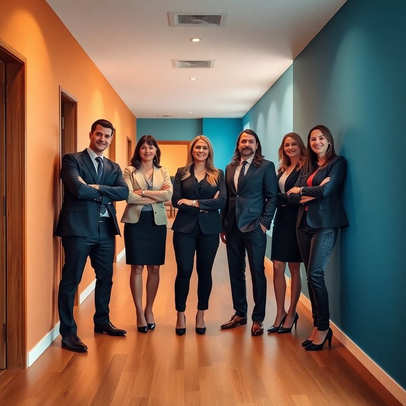 Echipa de consultanți financiari într-un coridor luminos de birou în Craiova